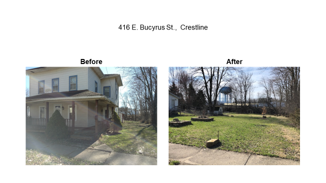 Before & After photos of demolition of a delapidated home